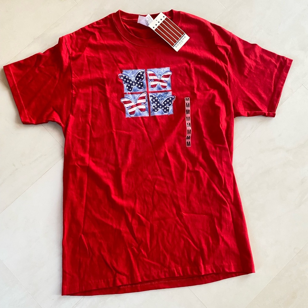 SONOMA - Adult Medium USA America Butterfly Red, White, & Blue T-shirt